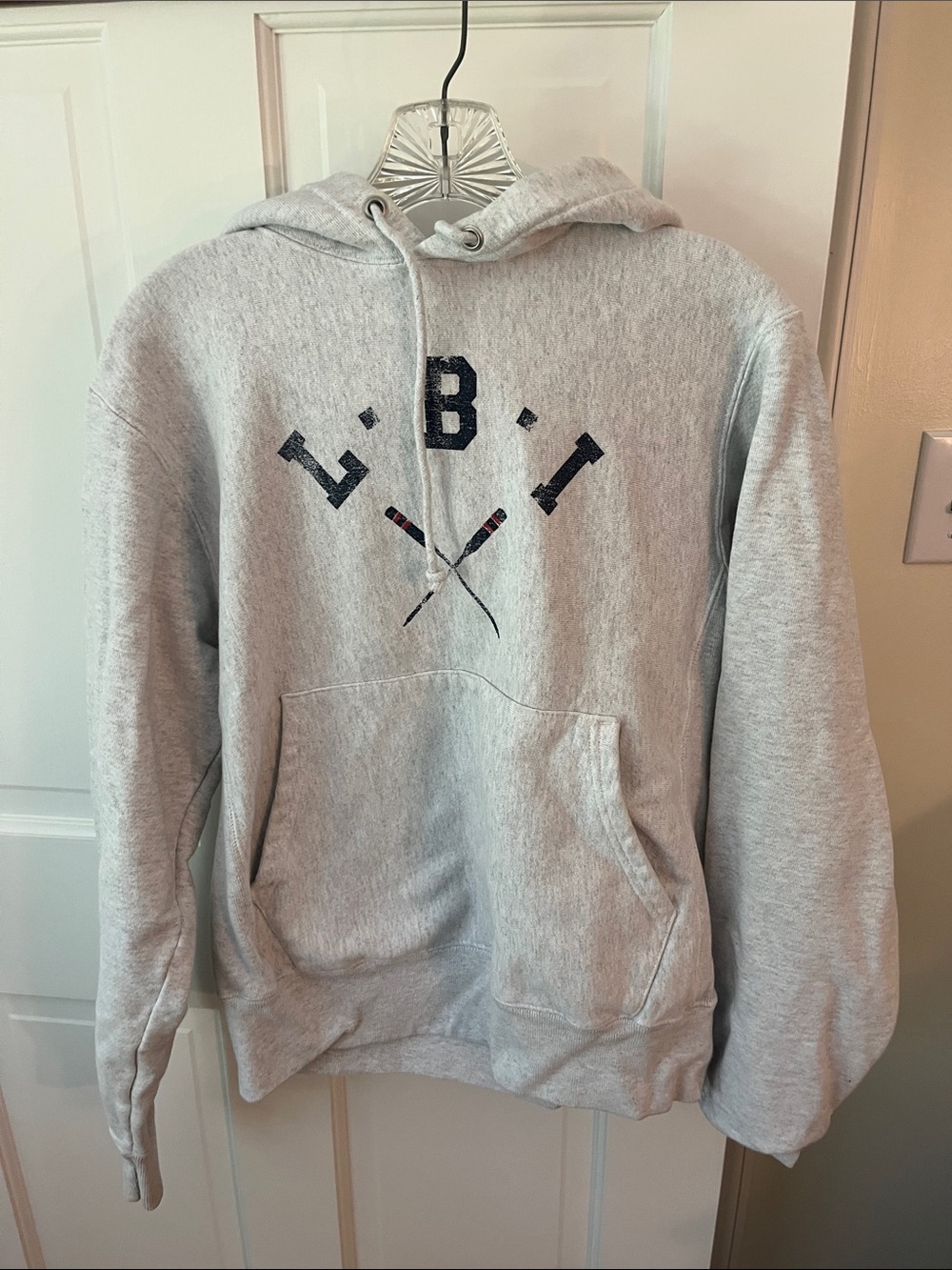 Champion Light Gray Pullover Hoodie with LBI Graphic